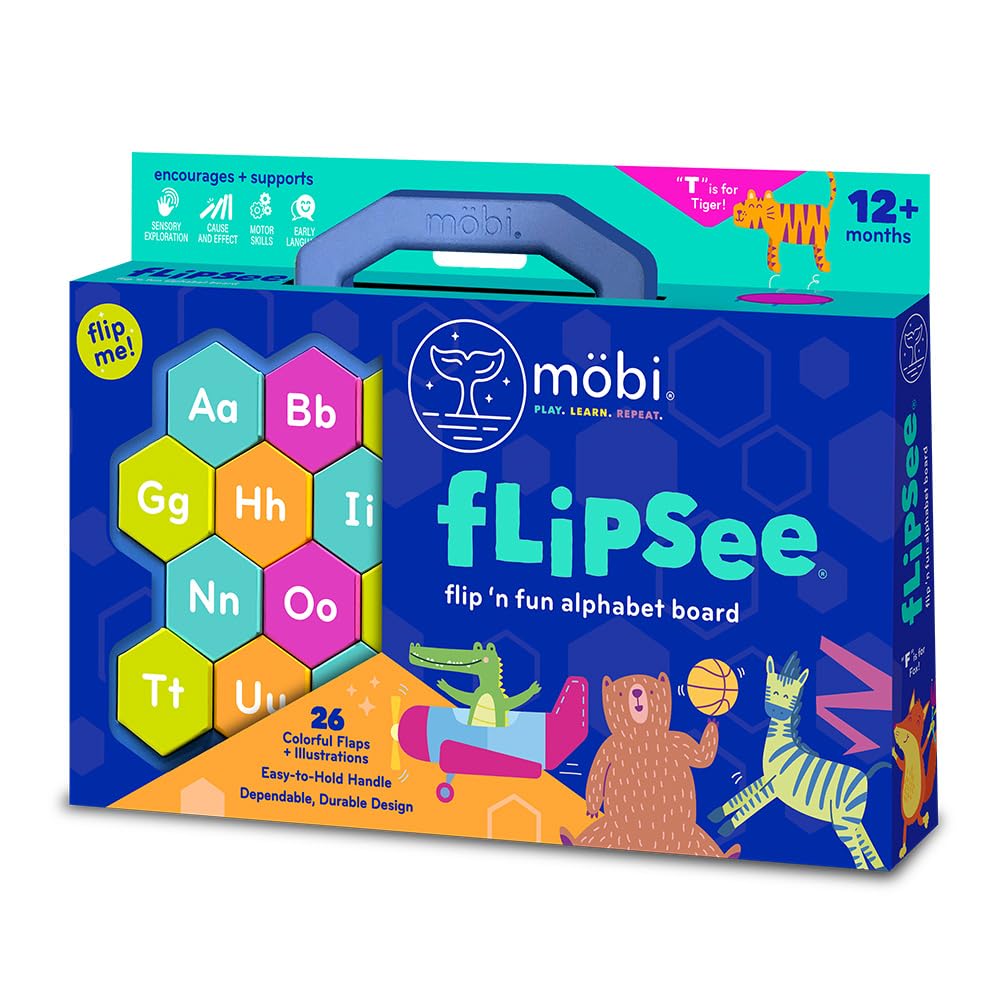 Mobi Flipsee Alphabet Learning Toys for Kids, ABC Montessori Game with Colorful Letter Tiles &amp; Sensory Touch Board for Toddlers, 12+ Months