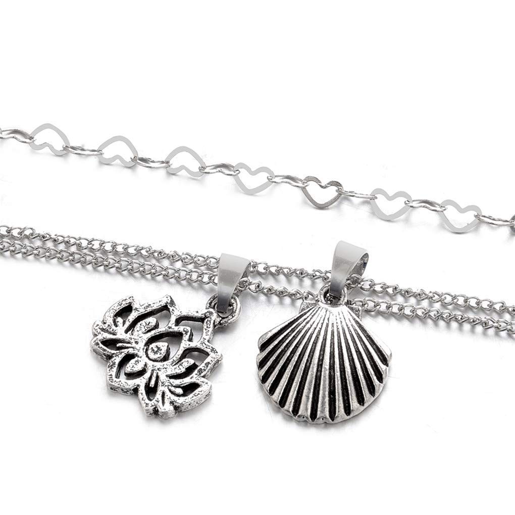 para Ella, Tobillera para Mujer, Tobilleras De Varias Capas, Tobilleras Vintage con Conchas De Loto para Mujer, Tobilleras En Capas, Pulsera para El Pie, Joyerí,