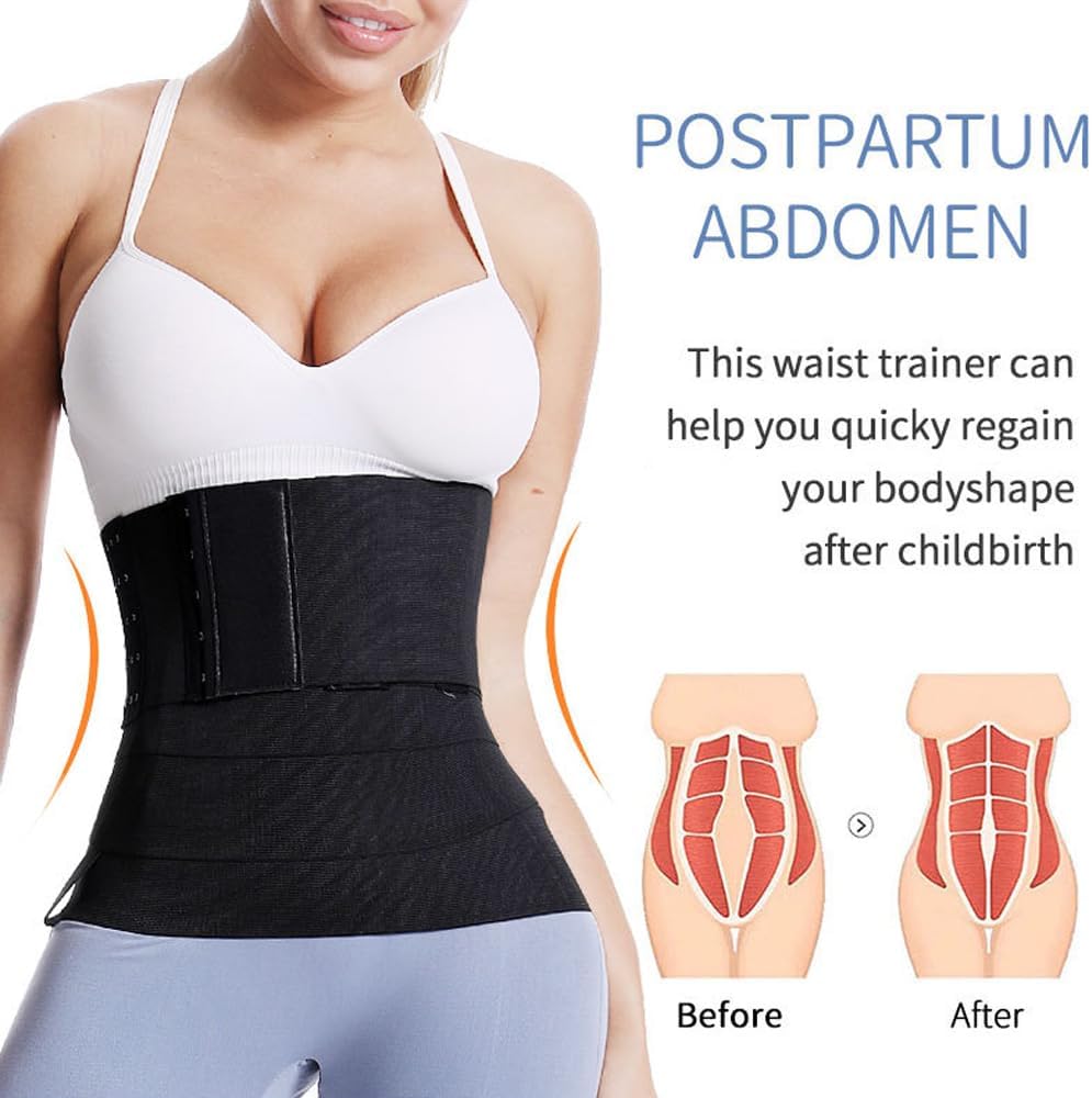 Meichoon Wrap Waist Trainer for Women Bandage Tummy Body Belly Trimmer Hook and Eye Closure - Image 4