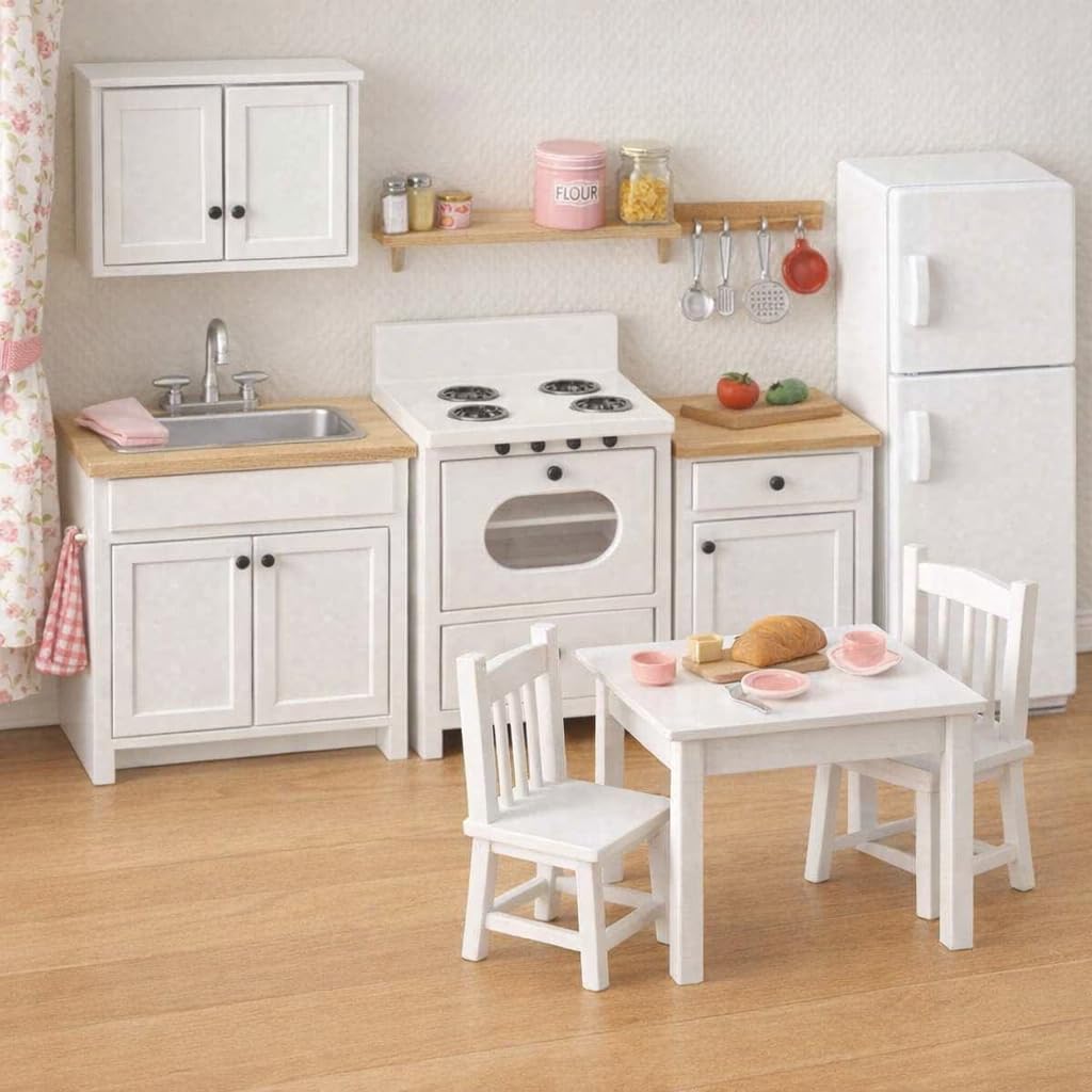 Amazon | 木製ドールハウスキッチンストーブキャビネット、ミニチュア