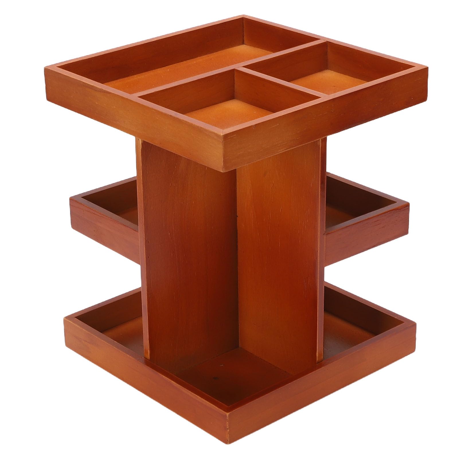 Organizer per trucchi ruotante a 360° in legno con scomparti multipli, portaoggetti da scrivania, espositore per cosmetici, espositore per cosmetici, portaoggetti