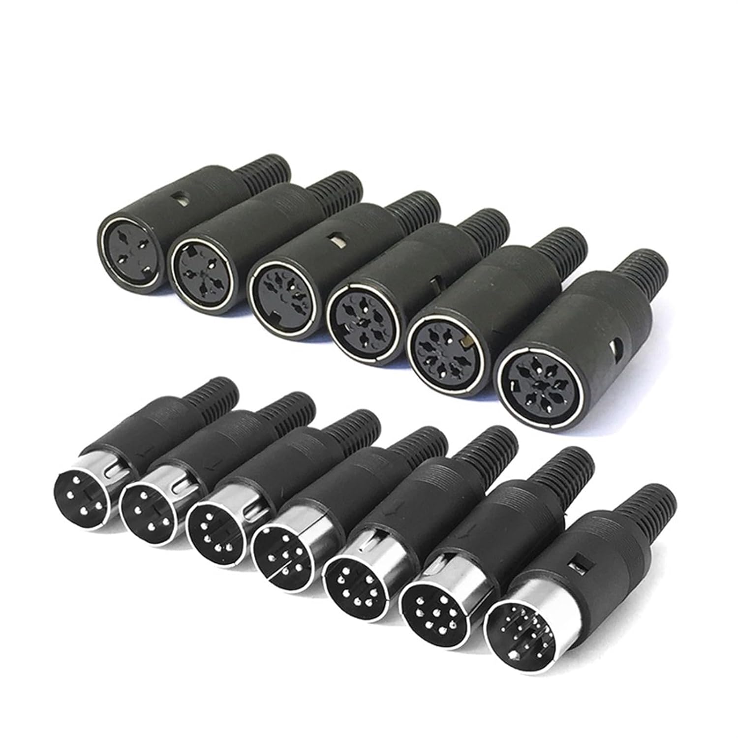 10PCS DIN Connector Male/Female DIN Plug Jack Socket Connector 3/4/5/6/7/8/13 PIN Chassis Cable Mount with Plastic Handle(Female Insert,3P)