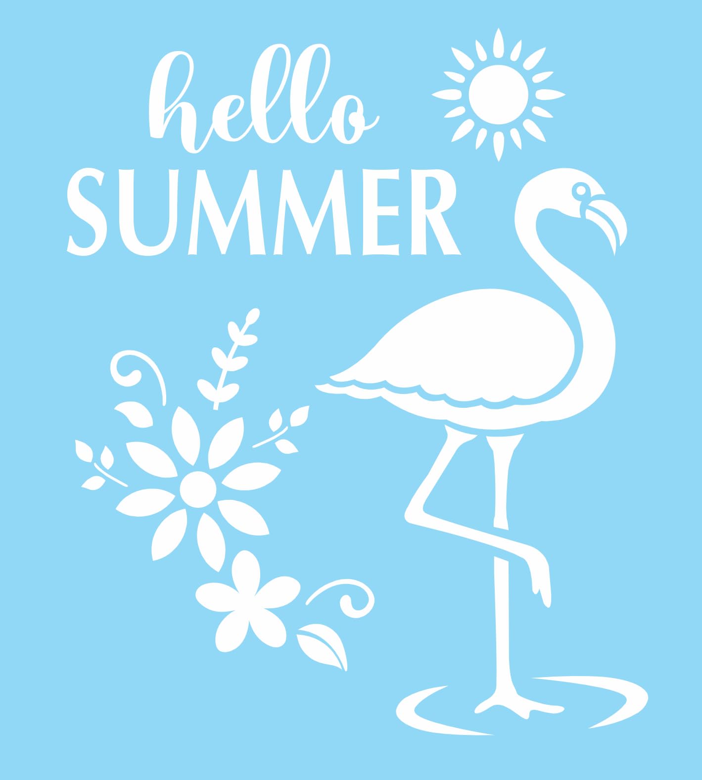 Stencil by Joanie Hello Summer Flamingo Stencil Pink Bird Floral Porch Garden Decor DIY Craft Signs