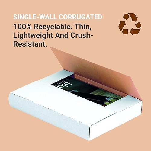 Miniatura 4 de AVIDITI Cajas de envío planas, 12.125 pulgadas de largo x 9.125 pulgadas de ancho x 1 pulgada de alto, paquete de 50 unidades | Caja de cartón
