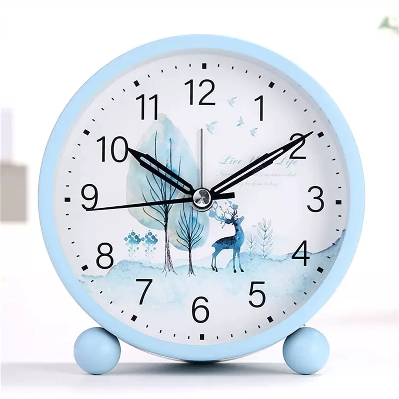 SBZIOJHDR alarm clock, Alarm clocks bedside for bedrooms, Clock,Clocks Bedside,Round, with Night Light Snooze Function Battery Operated