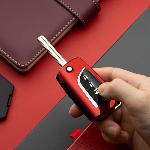 Miniatura 6 de Funda para llavero compatible con Toyota para Camry RAV4, Highlander, Corolla, Fortuner, Tundra, rojo, protector de llavero de poliuretano