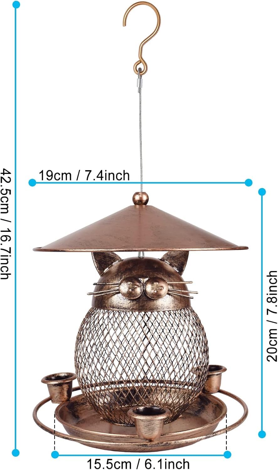 MLEPXBO Bird Feeders for Outdoors Hanging Squirrel Proof Metal Wild Bird Feeder Decoration for Hanging Outside Garden Yard with 3 Water Cups - Image 2