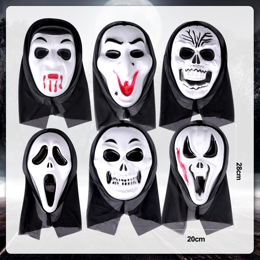Halloween Scary Masks, 6 PCS Scream Masks for Adults/Kids, Skull Cosplay Mask - Image 2