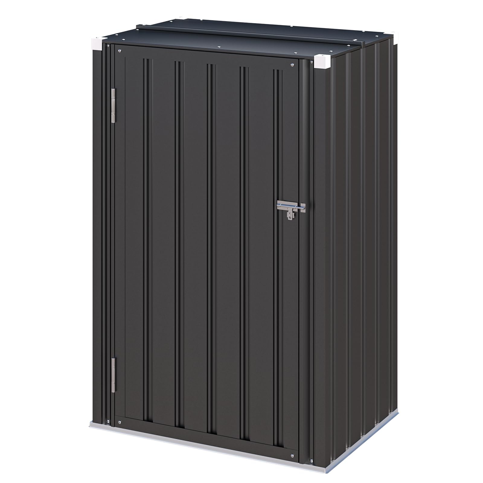 YODOLLA Gartenschrank 76x55x112cm, wetterfester Einzel-Tür Außenschrank aus Metall, Paketkasten & Lagerung mit Schloss – für Garten, Grau