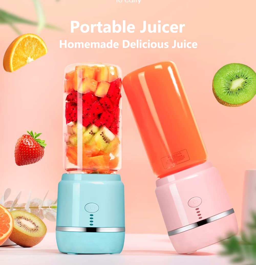 Licuadora portátil, 6 cuchillas de 400 ml, licuadora fresca, licuadora portátil, vidrio de borosilicato alto, potente mezclador de frutas, mezclador de suplementos de alimentos para bebés, para