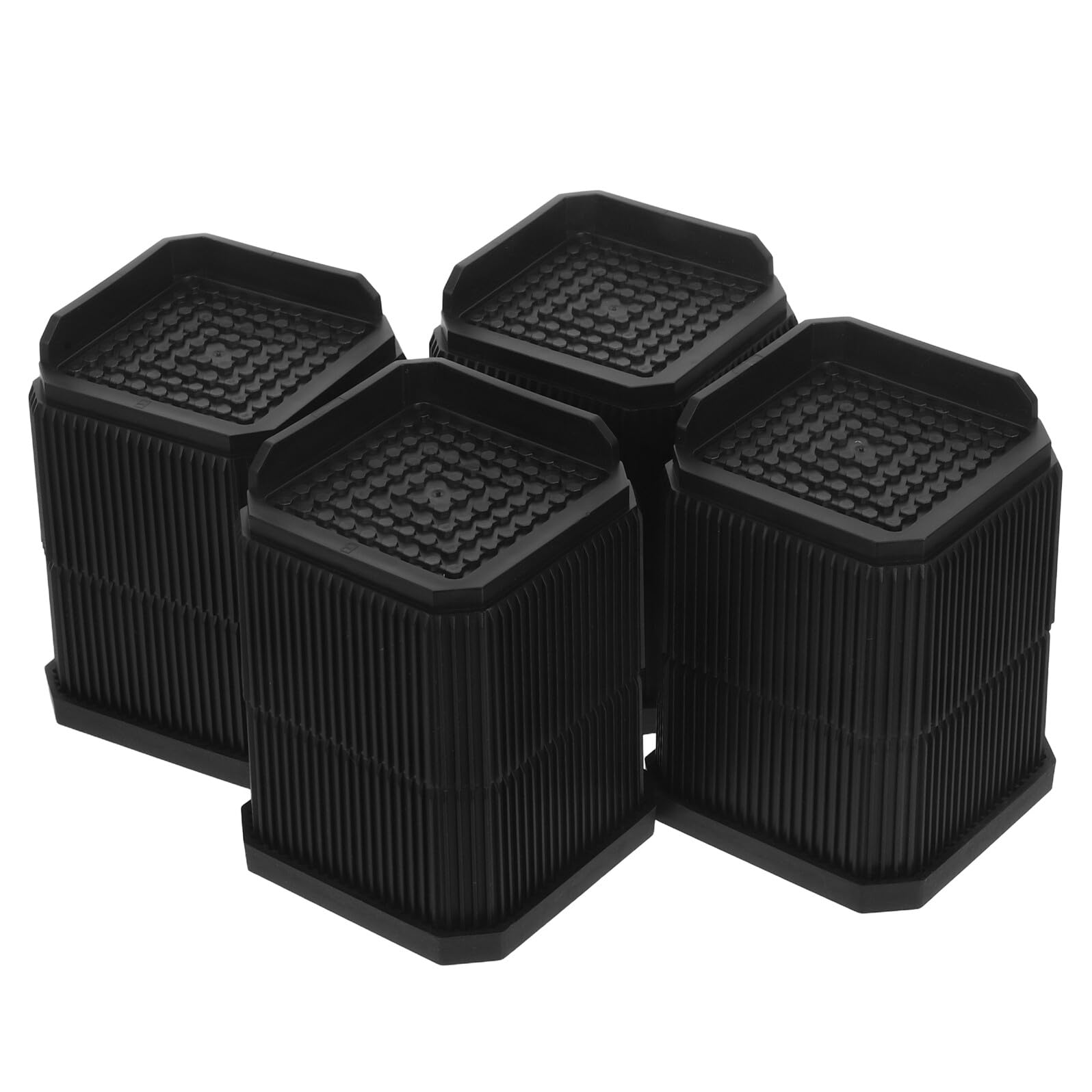 Rehausseurs de meubles robustes BESPORTBLE : lot de 4 plateformes de rehausse de sol noires