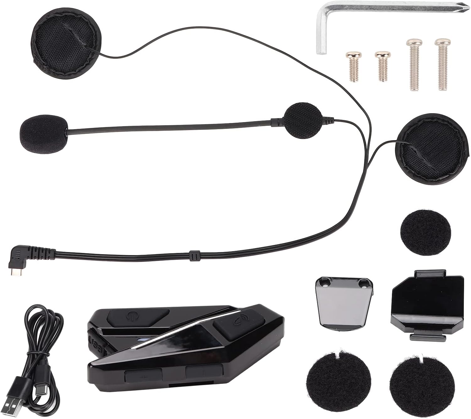 Dpofirs Bluetooth Motorcycle Helmet Headset, Bluetooth Intercom for Helmet, Motorcycle Communication System, Black