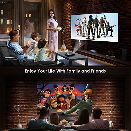 Smartphone Projector Vamvo Mini Portable Video Projector 1080P Support 1800 lumens 130" Screen USB/AV/SD/HDMI/VGA Input