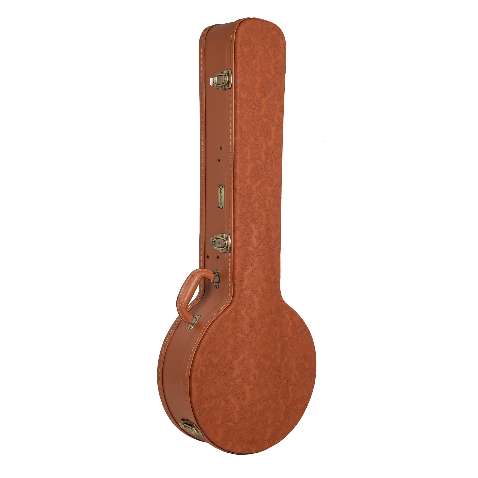 Crossrock Custodia in Legno Serie Relief per Banjo 5 Corde con Risonatore | Finitura Carved Red Wood, Interno in Velluto Avorio, Serratura – Guscio Rigido Premium