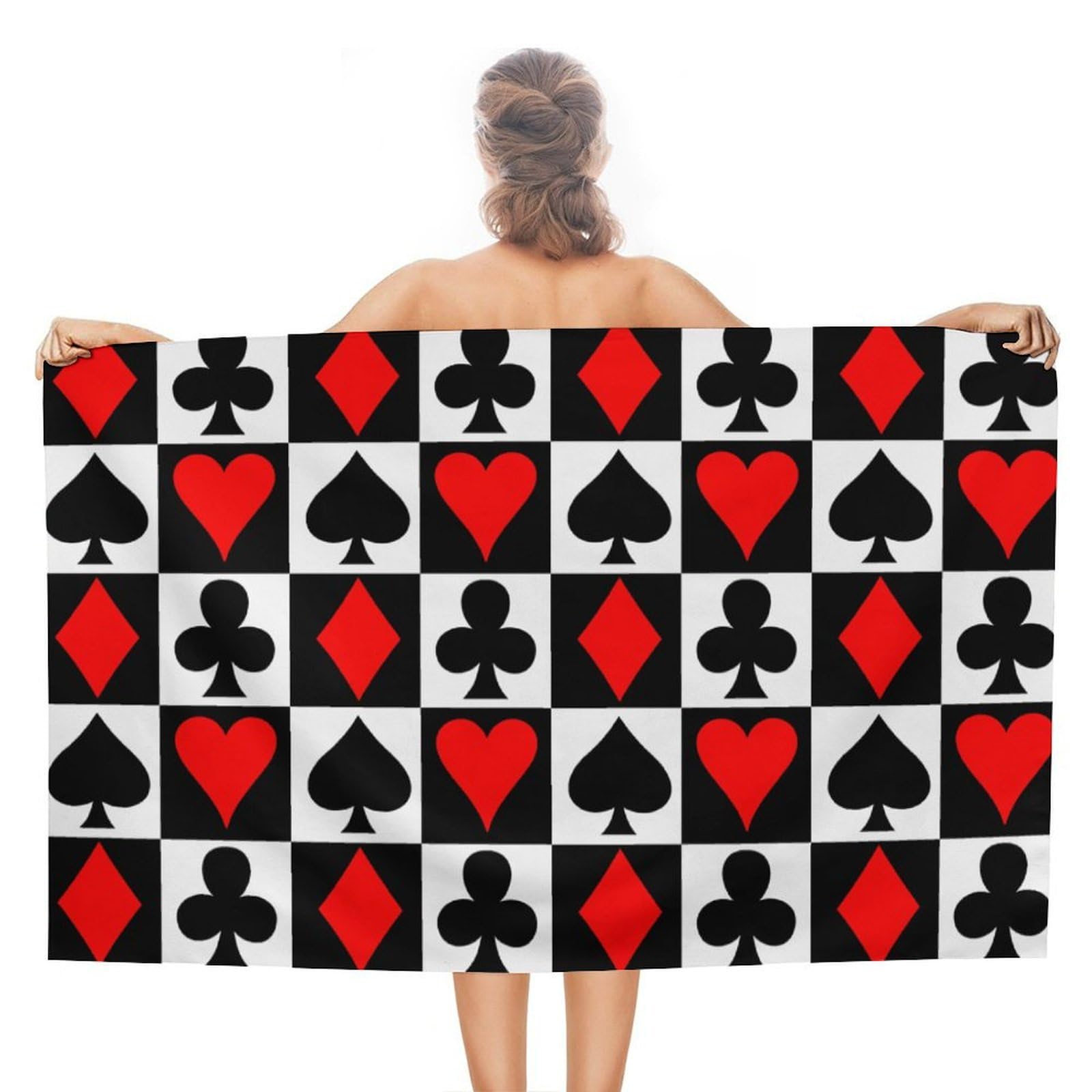 Nclqvjxzkhw Women's Style Poker Beach Towel For Adults Lightweight Bath Towels Swim Travel Gym Sports 130×80Cm