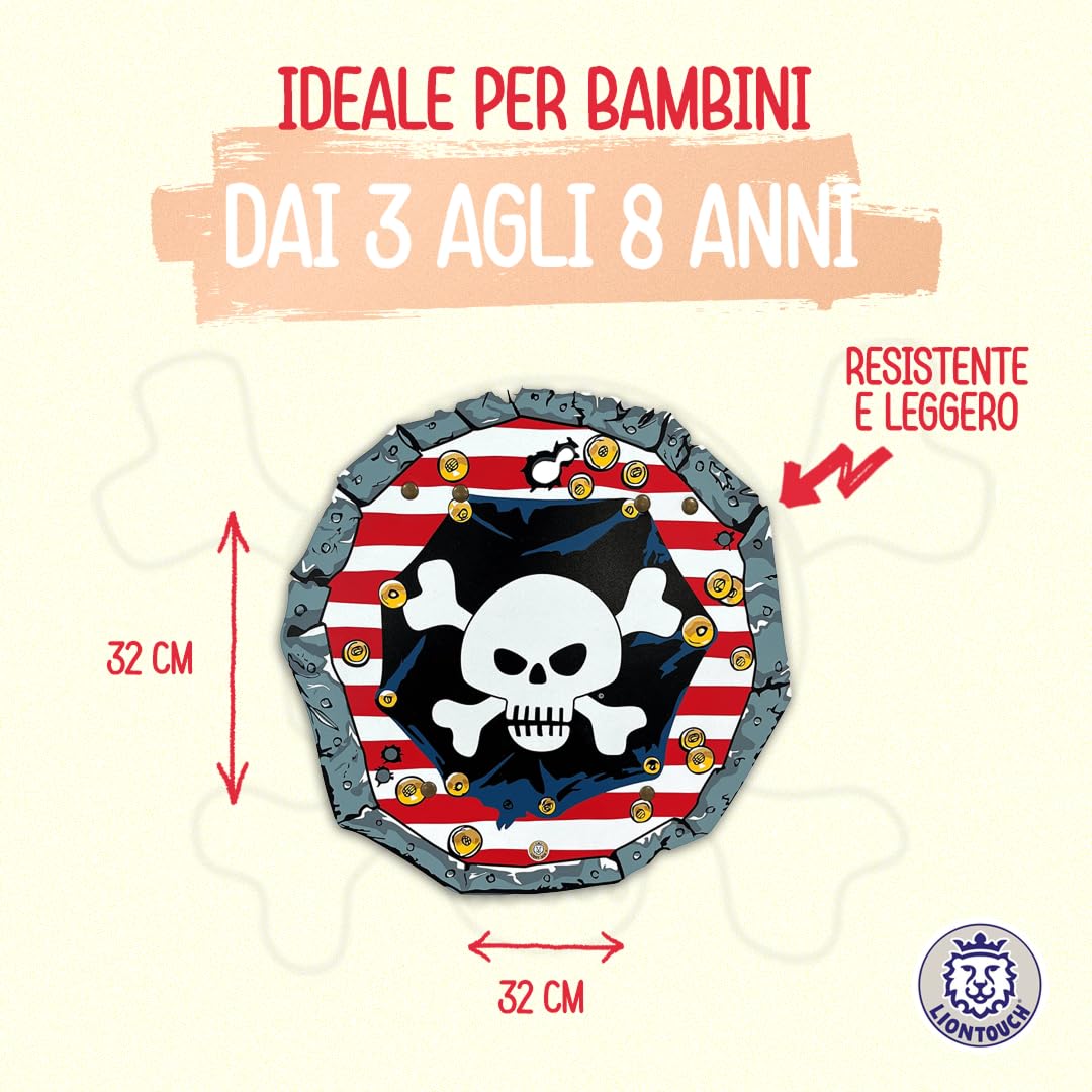 Liontouch - Scudo da Pirata - Capitan Striscia Rossa - età 3-8 Anni | Giocattolo in Gommapiuma Tema Teschio per Giochi di Ruolo per Bambini | Ideale per Costumi per Navigare nei Caraibi