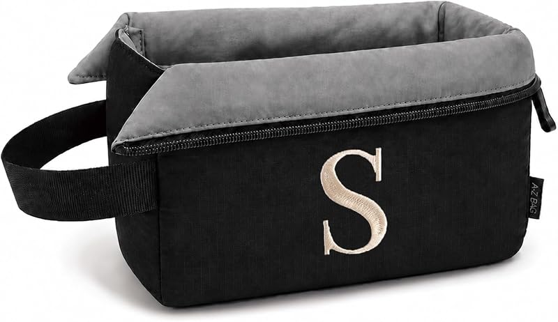Necessaire de viagem A-Z BAG com abertura ampla, alça e zíper, cor S