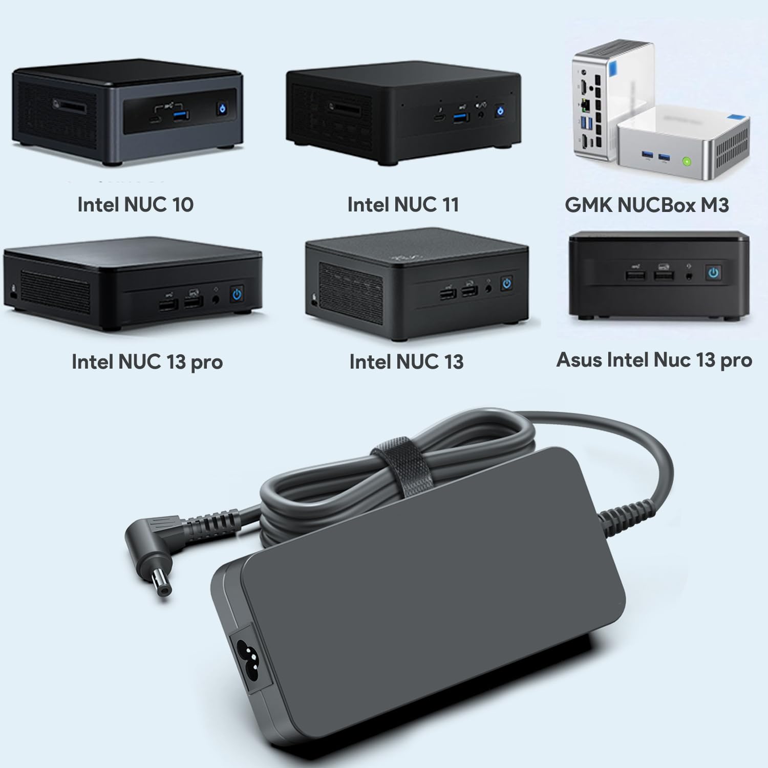 KFD Cargador de 120 W para Intel NUC 13 14 10 11 12 Pro Kit Mini PC FSP FSP120-ABBN2 FSP120-ABBN3 R FSP120ABBN2 Barebone Mini ITX PC NUC6i7KYK Asus PN64 Beelink SER9 Cable de carga adaptador de red