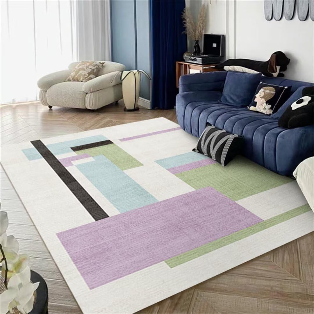 Moquette salon violette tapis de décoration maison lavable 160x230cm à cheveux courts