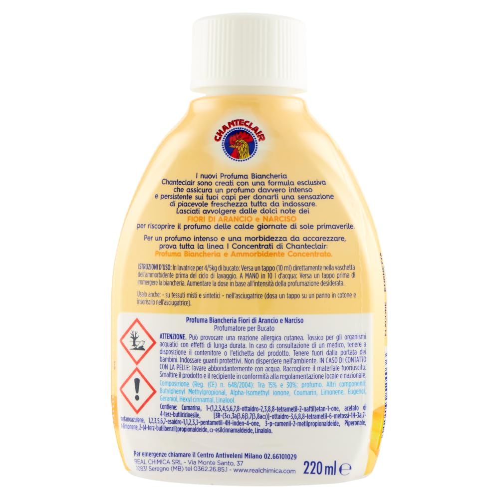12x Chanteclair I Konzentrate Wäscheparfüm - Parfüm für Kleidung Orangenblüte und Narzisse - Wäscheerfrischer 220ml + Beni Culinari Kostenloser Schlüsselanhänger