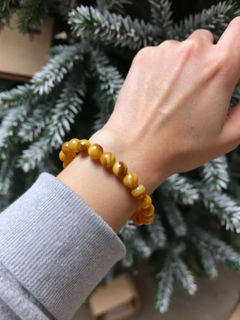 Tiger Eye Bracelet,Relax Anxiety Crystal Beaded Triple Protection Jewelry Bead Stone Chakra Gemstones Bracelets for women men - Image 3