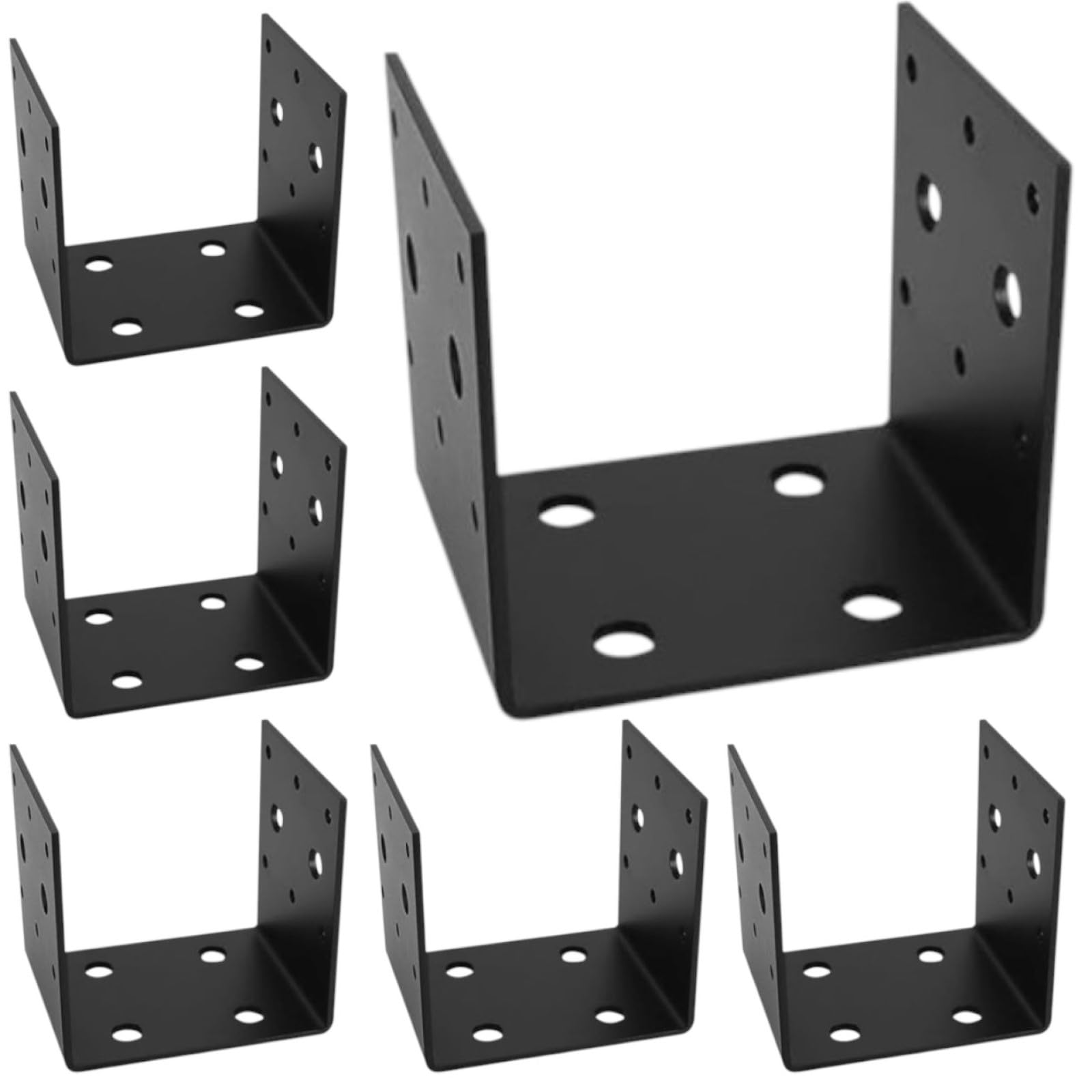 CNQLIS 6 PCS Heavy Duty Shelf Post Base Fit 4" x 4" Post Anchor Connectors, Deck Framing Joist Hanger Bracket Support, Inner Size 3-1/2", 11 Gauge(1/8