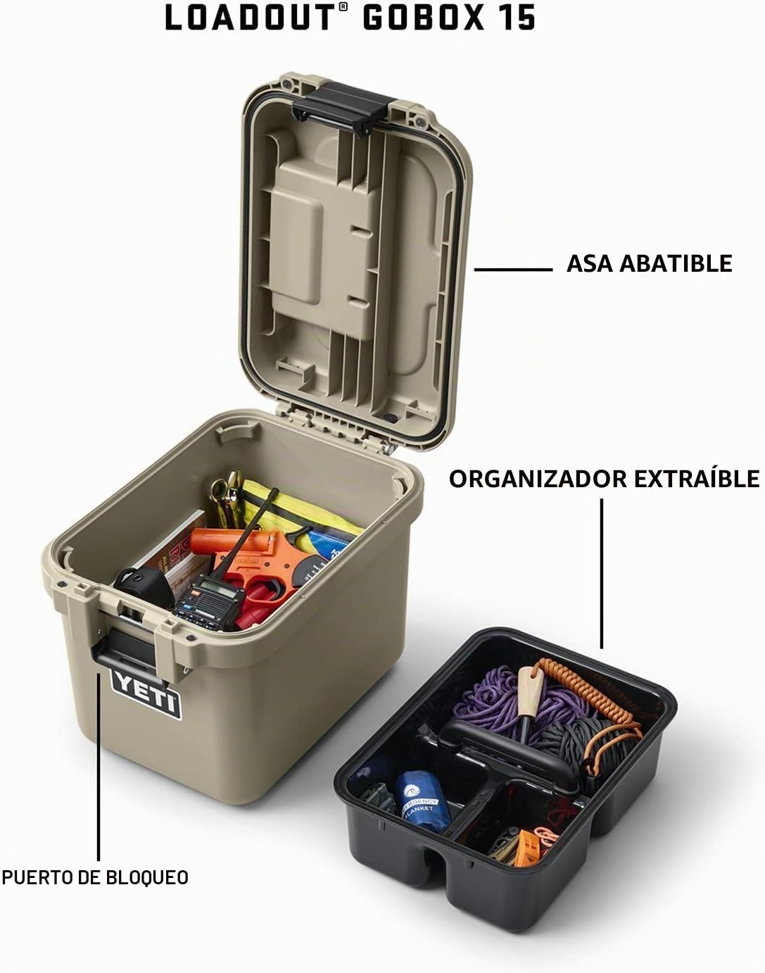 Caja de herramientas portátil YETI LoadOut GoBox, King Crab, 15