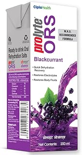 Cipla Prolyte ORS Ready to Drink Oral Rehydration Contains Vital Electrolytes Restores Body Fluids & Electrolytes Lost Due to Sweating, Diarrhea & Vomiting WHO Formula (Black Currant, Pack of 10)