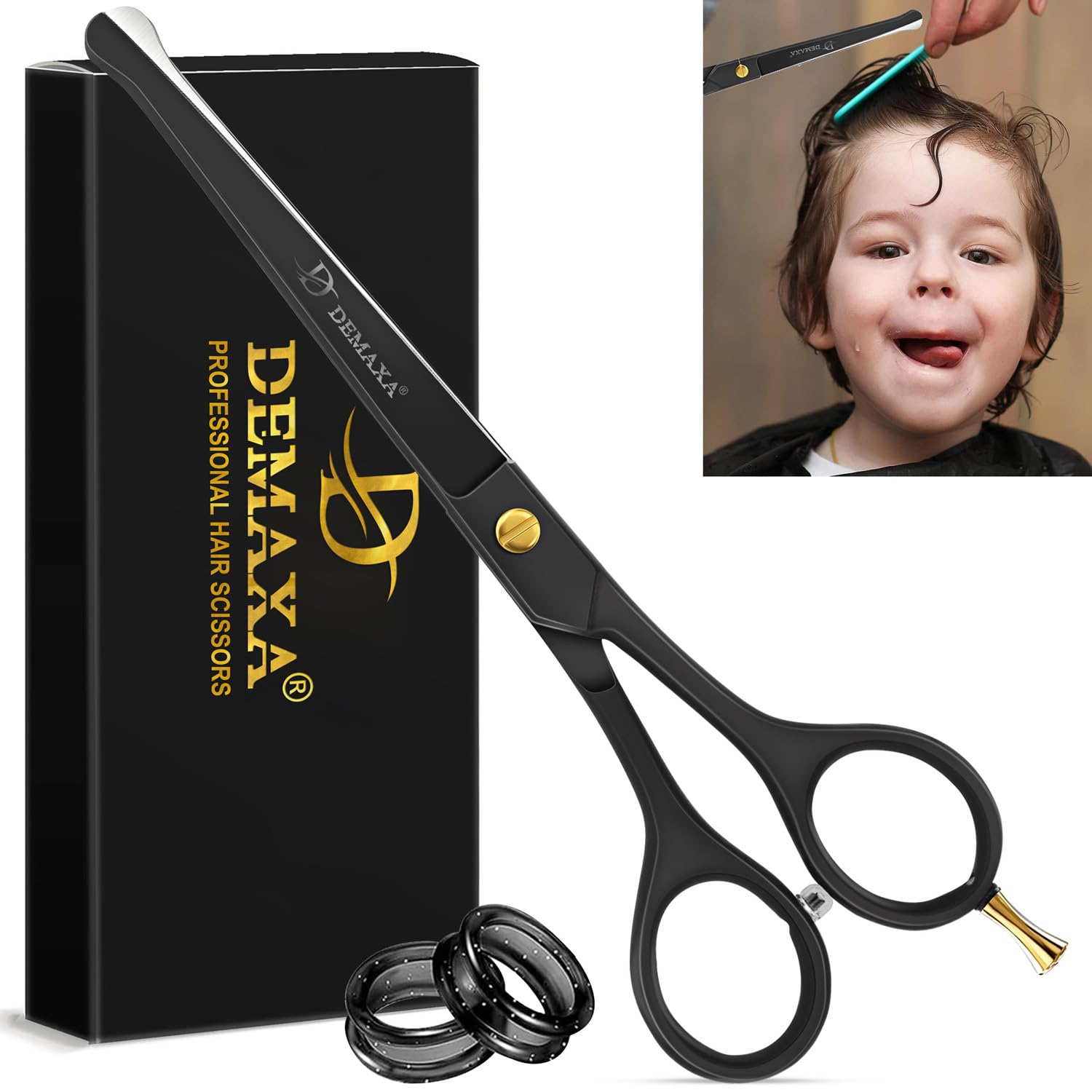 6.5 inch Kids Hair Cutting Scissors Kit – Baby & Toddler Haircut Set with Safety Scissors & Clippers – Hair Shears for Kids, Children, Women, Men –