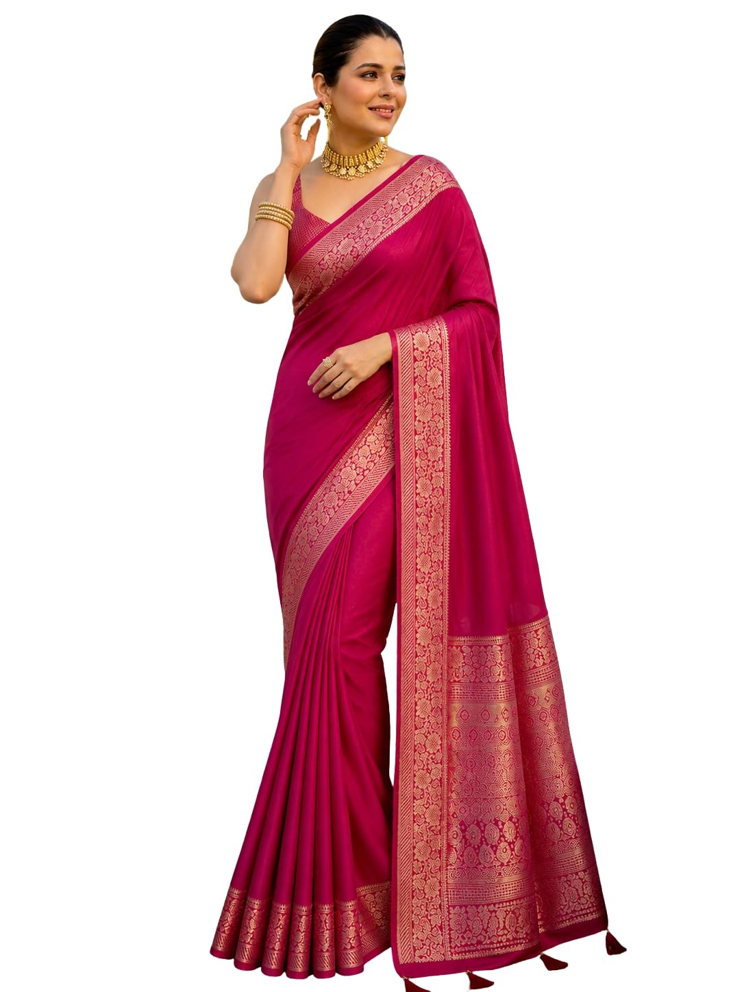 Women’s Dola Silk Regular Saree with Unstitched Blouse Piece | Soft & Smooth Dola Silk Fabric with Subtle Sheen | Elegant Draping Saree for Festive, Evening & Occasions-image-14