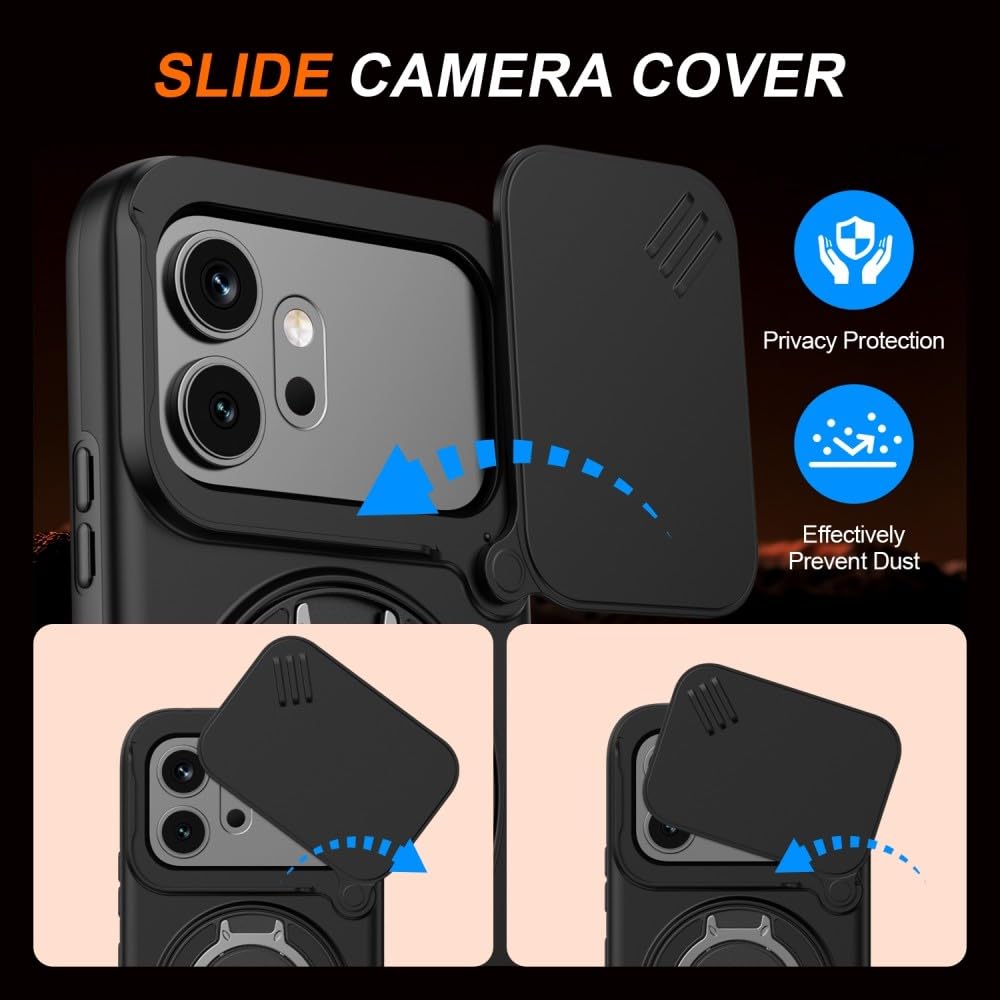 Generic Funda compatible con Honor X40 5G (color: naranja) con soporte de metal, cubierta rígida de silicona dura