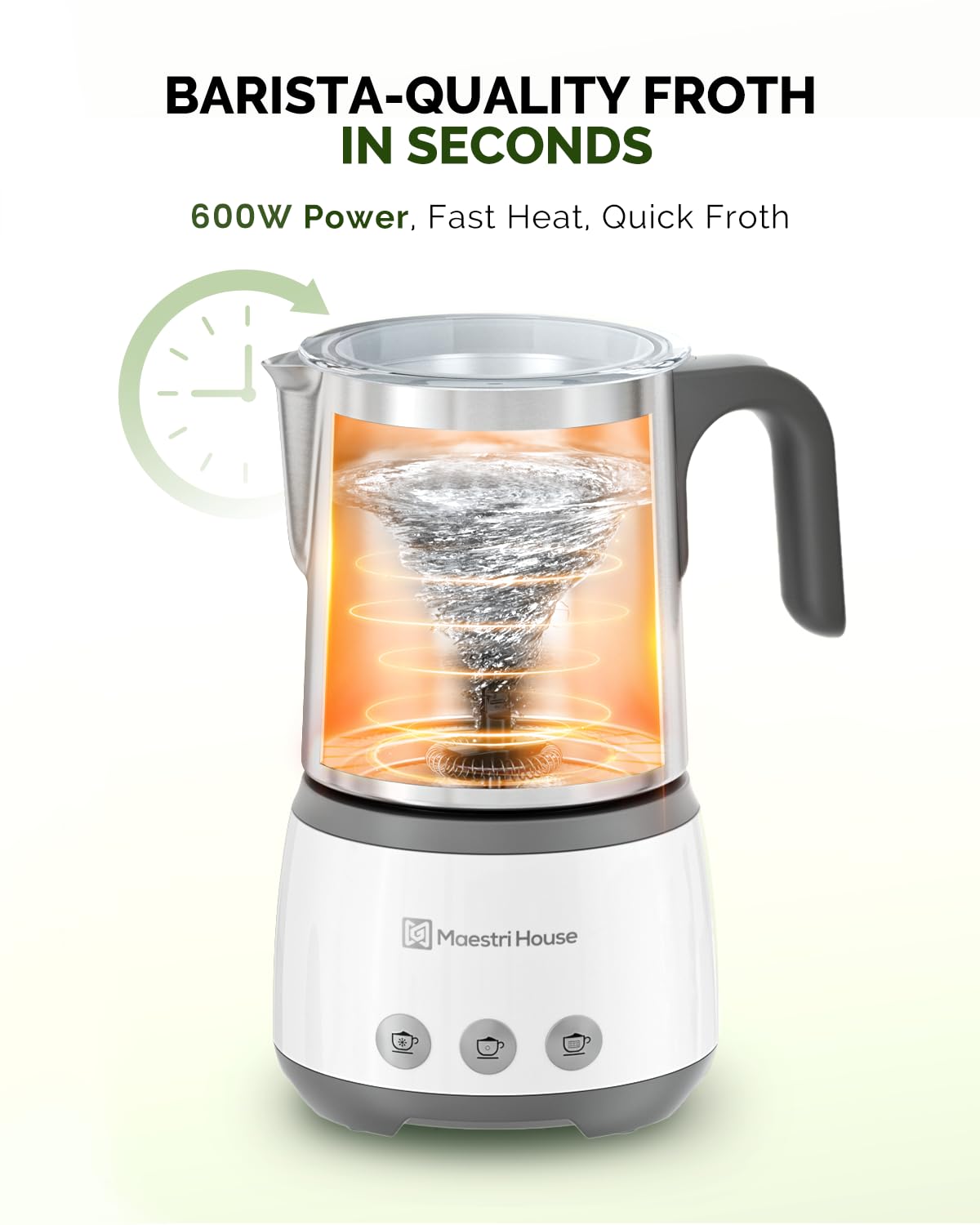 Espumador de leche, vaporizador de leche eléctrico 4 en 1, 16.9 onzas, 600 W, control táctil inteligente, máquina de espuma fría y caliente, función de memoria para latte, capuchinos, 3