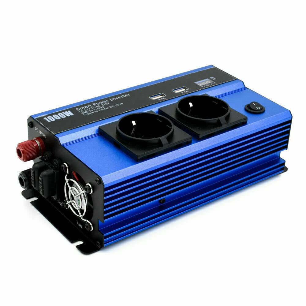 INVERTER 1500W 12V 230V, TRASFORMATORE DI TENSIONE CONVERTITORE POTENZA, DUE PRESE DI RICARICA USB, CARICATORE PER AUTO, PRESA DI ALIMENTAZIONE STANDARD - DISCORAMA® (1500)