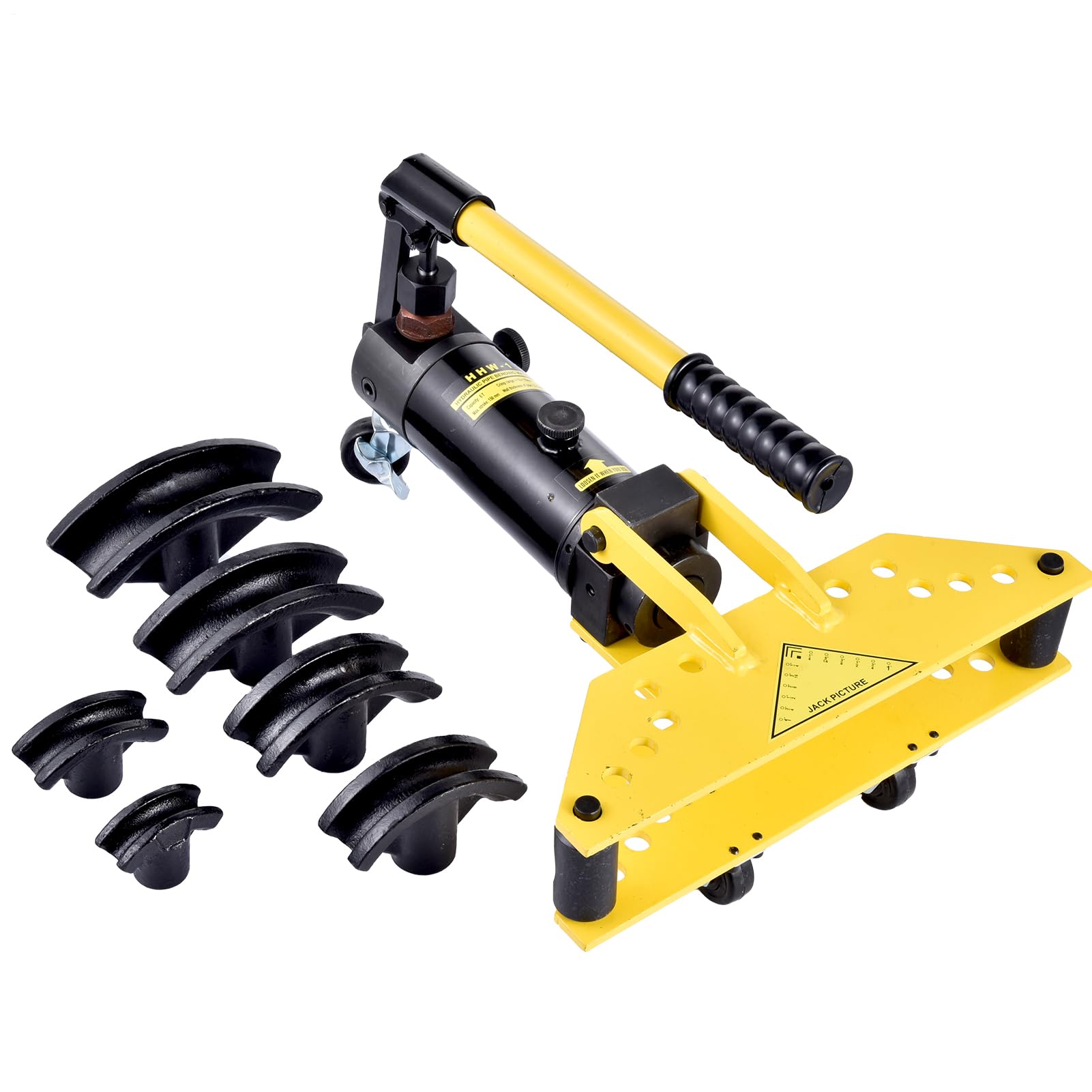Curvatubi 6t idraulica, piegatubi manuale, diametro 13-34 mm, con 6 matrici in acciaio, per tubi in acciaio, rame e alluminio, curvatura fino a 90°, impugnatura antiscivolo, officina e cantiere