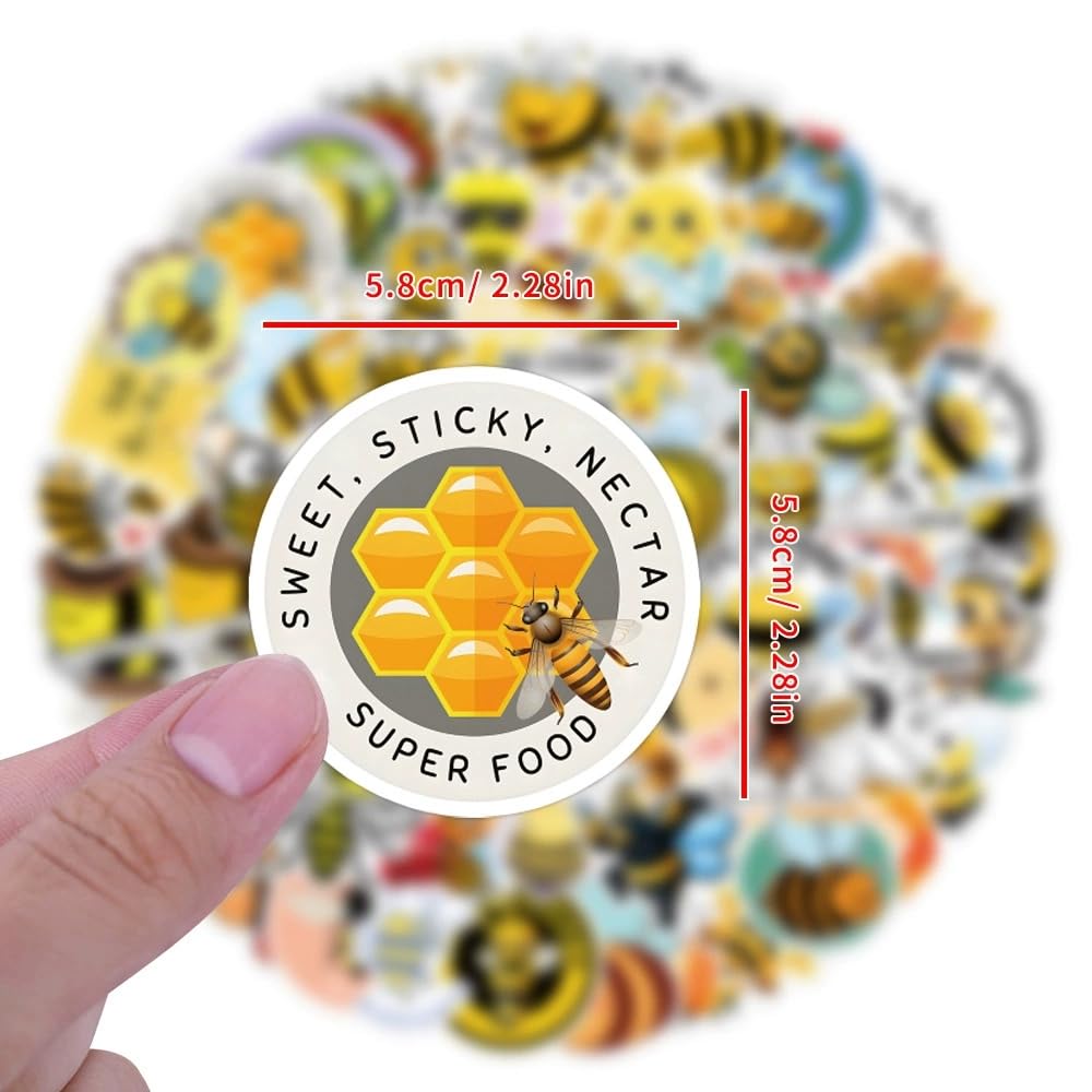 100Pcs Cute Bee Stickers Laptop Car Scrapbook Phone Skateboard Suitcase Luggage Bike Funny Bees Animal Vinyl Waterproof Aesthetic Personalised Stickers for Teens Boys Girls Adults - Image 3