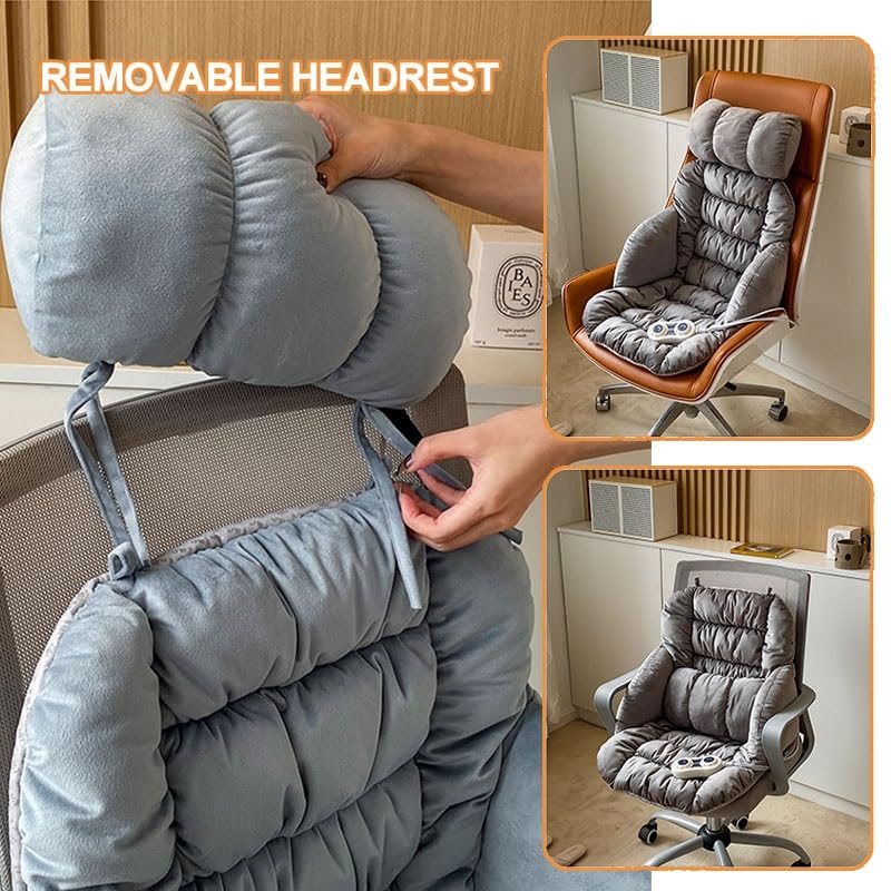 Cojín for Silla de Escritorio, Cojín de Asiento con Calefacción y Respaldo, con Lazos, Funda Extraíble, Cojín for Asiento de Dormitorio, Adecuado for Sillas de Oficina, Mecedoras(White)