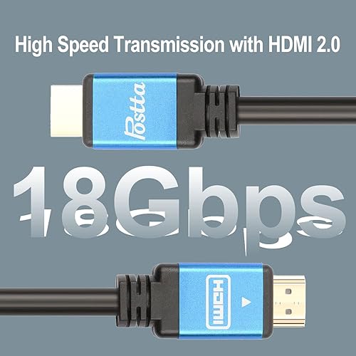 Miniatura 6 de Postta Cable HDMI de 20 pies HDMI 2.0 V con 2 bridas de cables+2 adaptadores HDMI compatibles con 4K 2160P, 1080P, 3D, retorno de audio y
