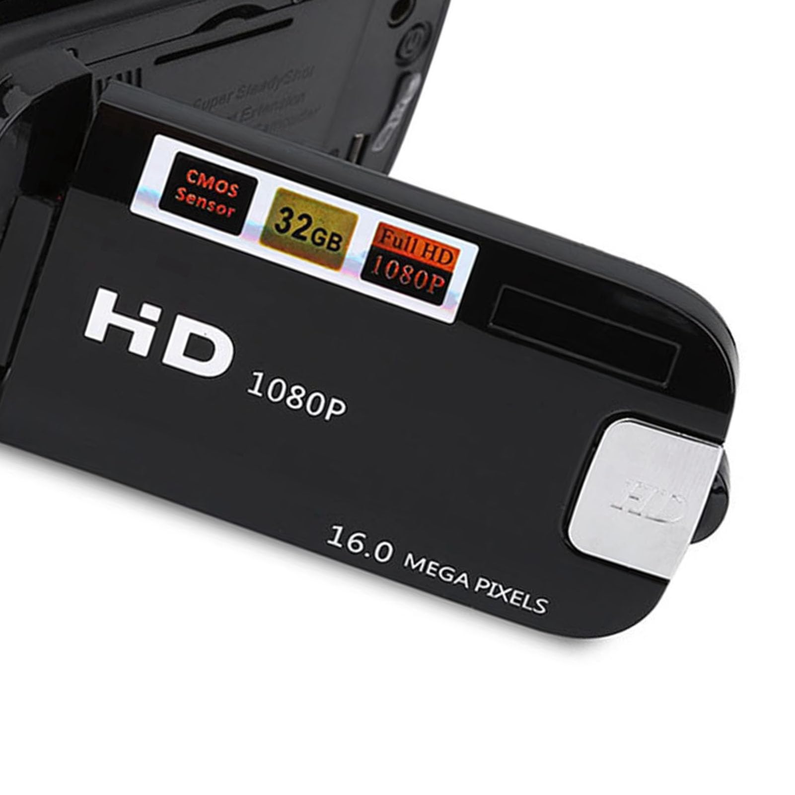 Videocamera Digitale Portatile Full HD 16X Ad Alta Definizione, Mini DV con Rotazione di 270 Gradi (BLACK)