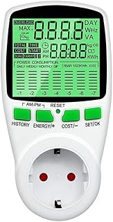 Stromzähler für Steckdose Stromverbrauchsmesser Steckdose, Strommessgerät Steckdose Energiekostenmessgerät Hintergrundbeleuchtung Großes LCD KWH Watt Energiemessgerät Leistungsmesser Steckdose