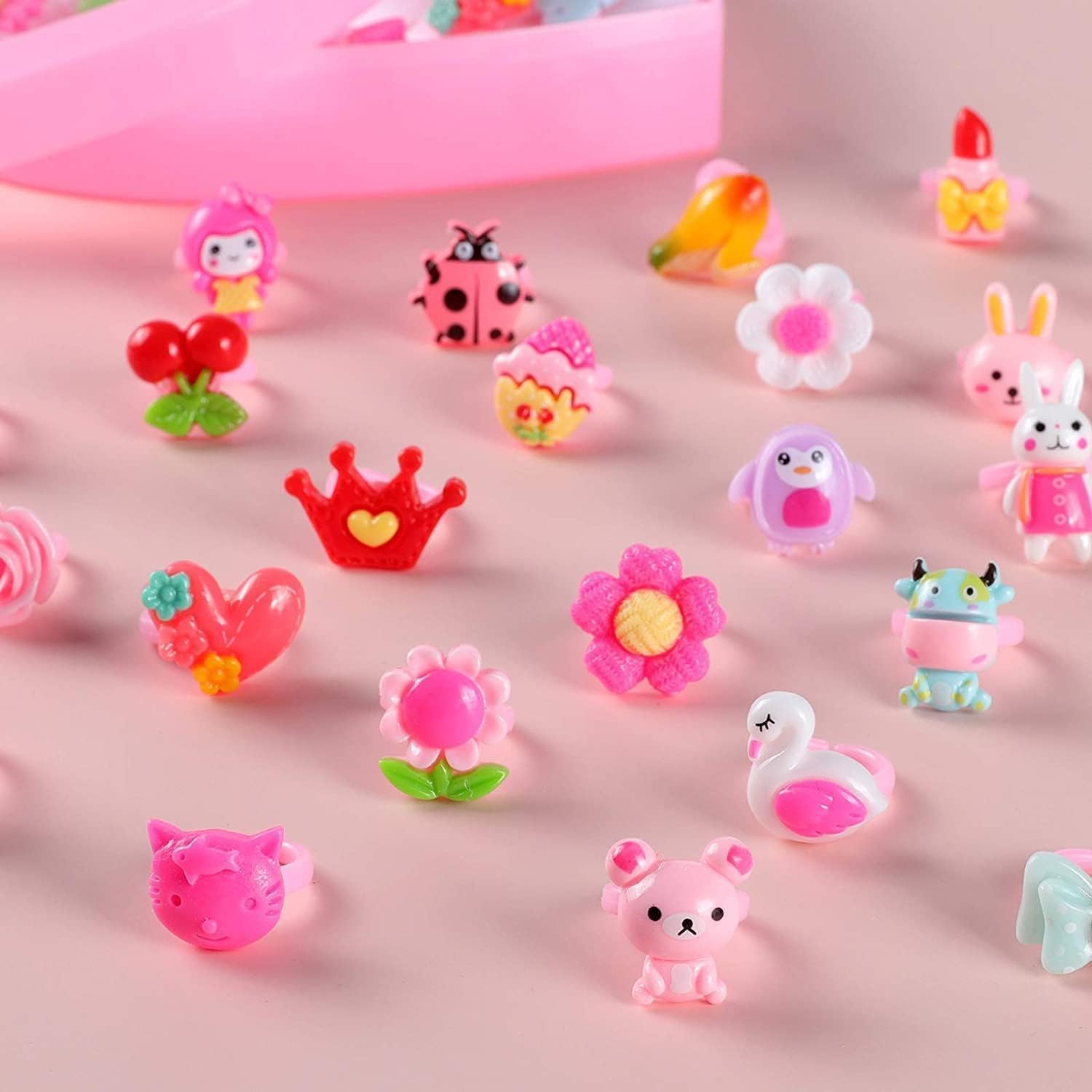INFInxt 36 Pieces Cute Assorted Cartoon Shaped Finger Rings for Girls Return Gift Purpose(Random Design) 4