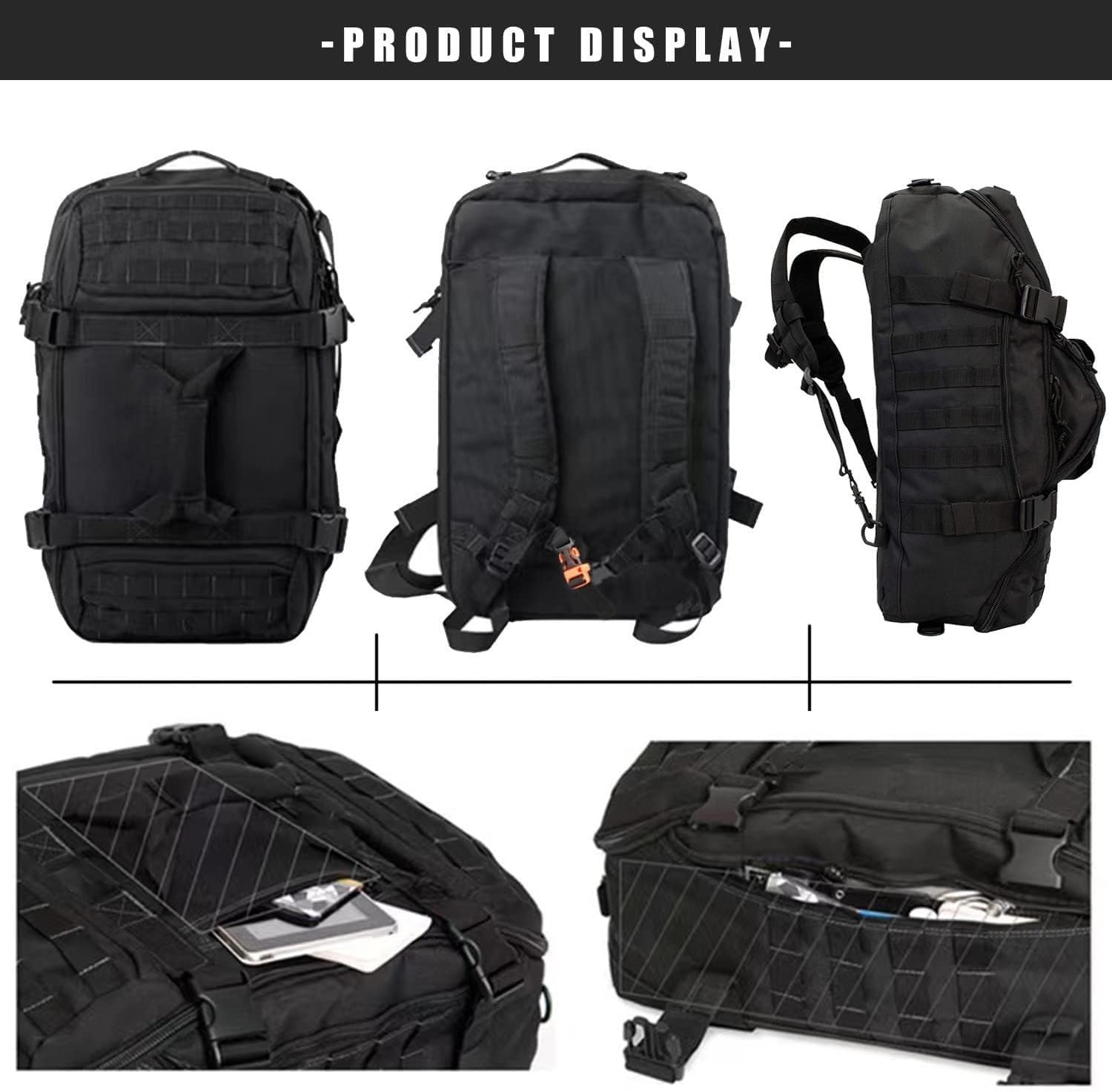 REHOOF Borsone da Palestra, Borsa da Viaggio per Uomo E Donna,Alta capacità Borsa per Allenamento Militare,Sport,Pernottamento,Basket,Tattico,Calcio, Impermeabile E Resistente agli Strappi, 45L C
