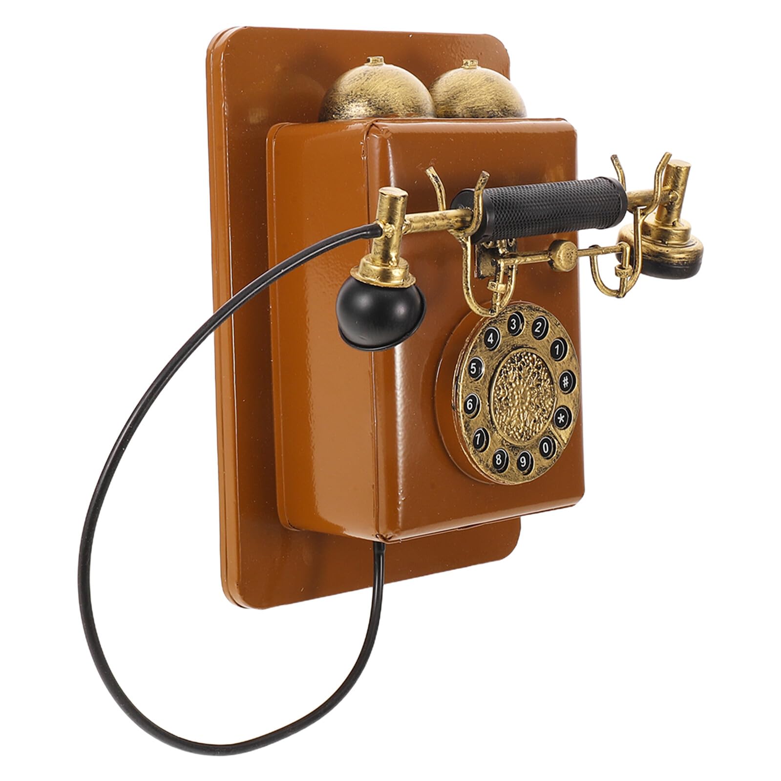 Veemoon Telefono da Parete Vintage Decorativo Quadrante Rotativo in Ferro, Ornamento retrò Senza Fili per Arredamento Casa e Ufficio, Oggetto di Scena per Telefono Antico e Decorazione