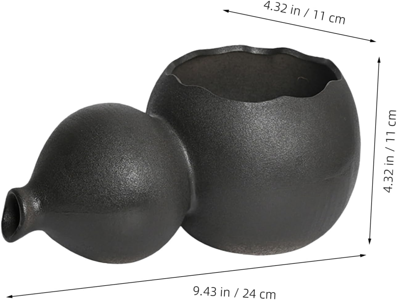 Ceramic Gourd Water Fountain for Indoor Decor Circulating Waterfall Jar Relaxing for Home and Garden No Pump Required for Seasons