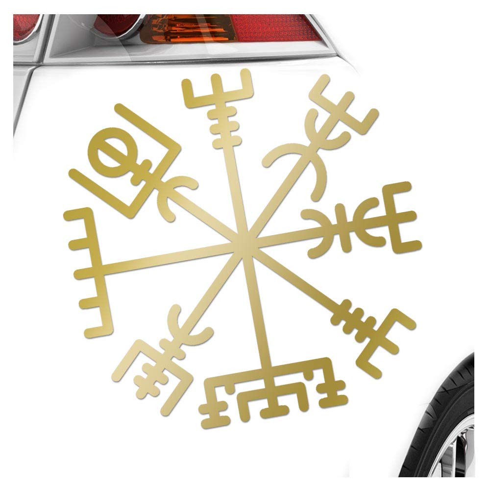 Kiwistar Adesivo Auto Vegvisir Bussola Runica 10x10 Cm - Bianco - Decalcomania Resistente Per Auto, Moto, Laptop E Camper - Tuning Originale