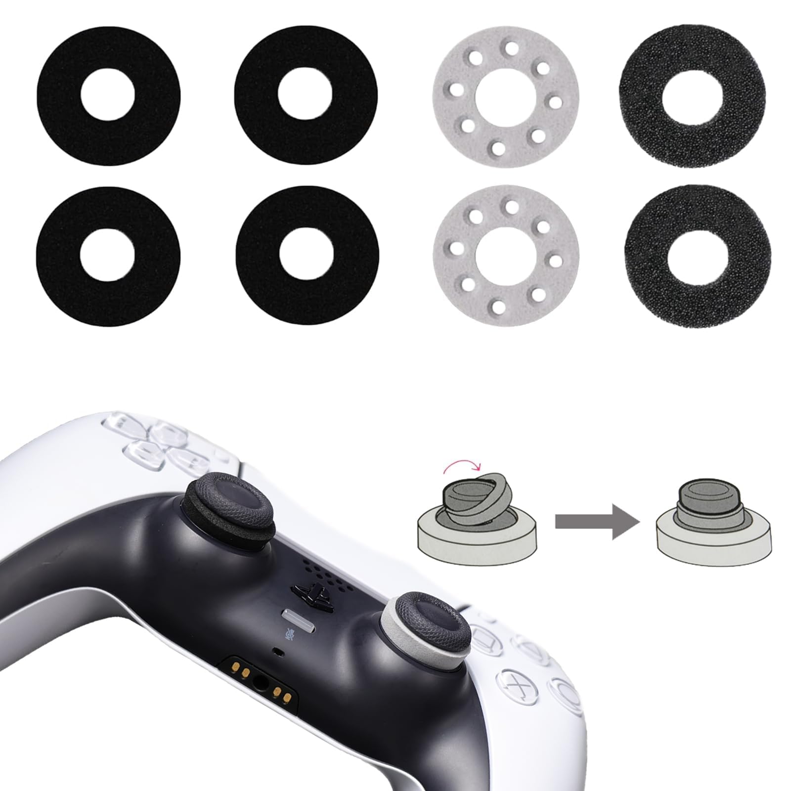 Woyinger Precision Ring Aiming Assist Motion PS5 Controller, Compatible with PS4, PS5, PS Portal, Xbox One, Xbox Elite, Switch Pro Accessories 3 Different Levels of Motion Control，8 PCS