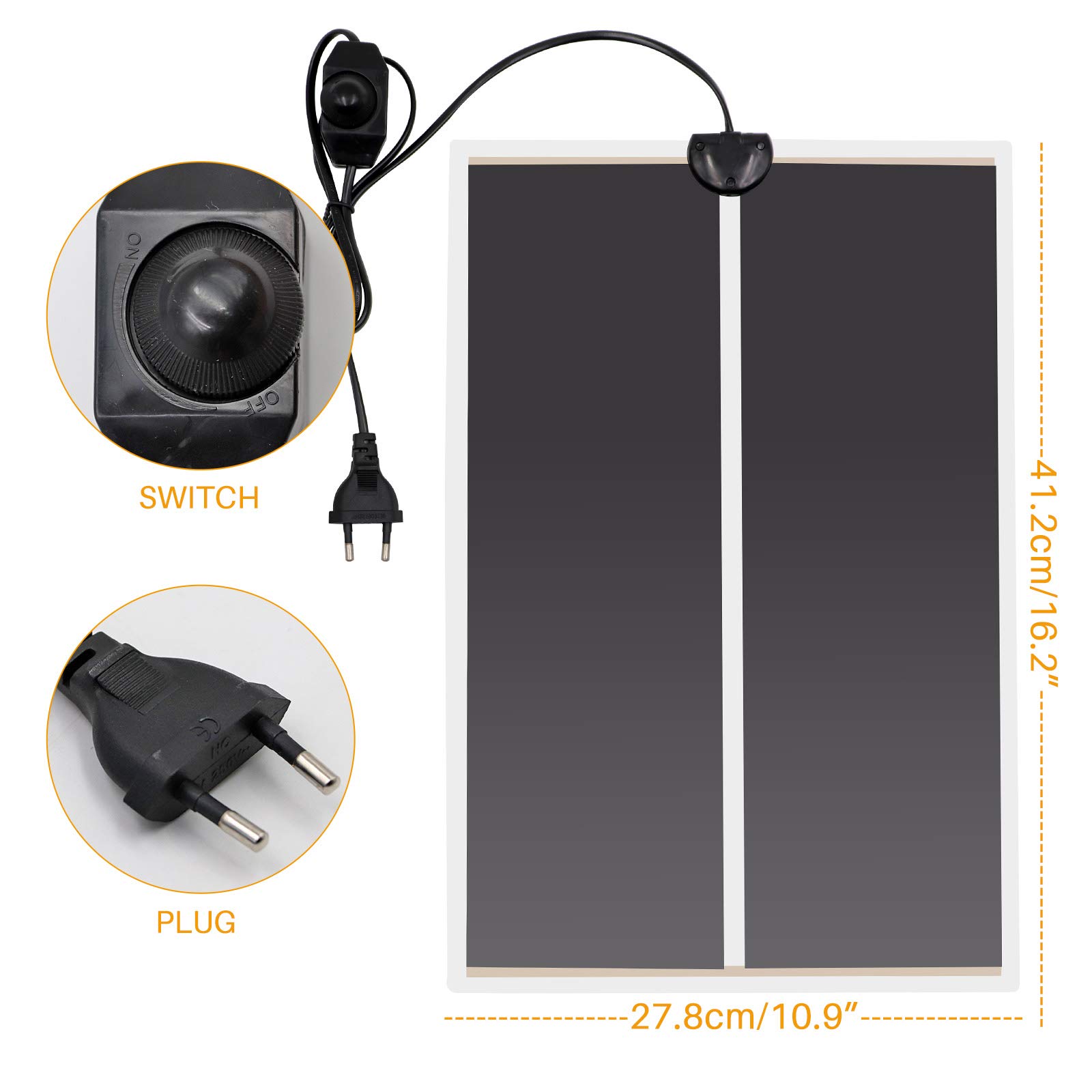 2pcs 20W Tappetino Termico per Rettili Impermeabile Pad Riscaldante per Rettili sotto Riscaldatore Serbatoio Pad Termico per Terrario per Tartarughe Lucertole Rane Serpenti Lucertola Geco