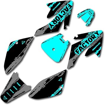 Grey Cyan Slick Graphic Kit fit Honda 04-19 CRF70 Shroud Decal CRF 70 80 100