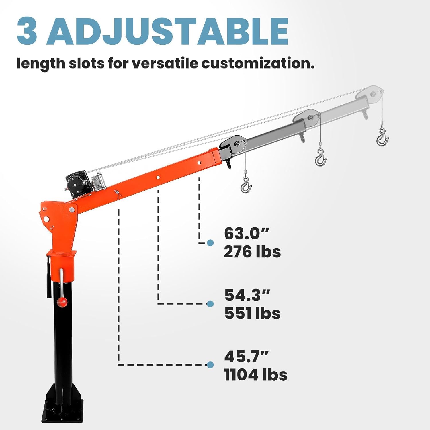 1100 LBS Pickup Truck Crane, Truck-Mounted Folding Crane with 3500 LBS Electric Winch, 360° Swivel Crane Hoist, 47-67 in Telescoping Boom for Truck Bed