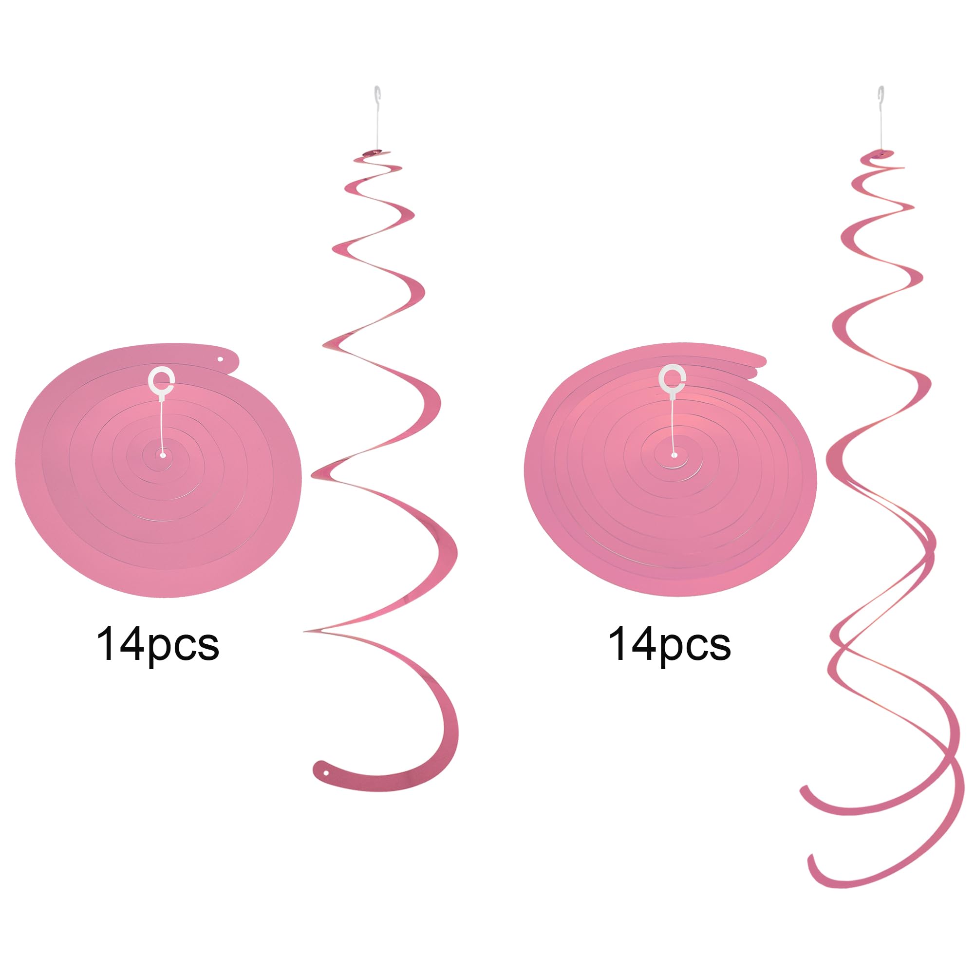 Pink Ceiling Swirl Foil Decorations Hanging Plastic Streamer Themed Swirl Party for Valentine's Carnival Celebration, Pack of 28