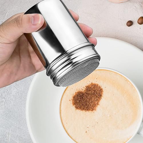 Miniatura 6 de 1 unids acero inoxidable polvo azúcar shaker plumero con tapa, malla fina Shaker latas de polvo para bicarbonato de sodio cacao, maicena, harina de